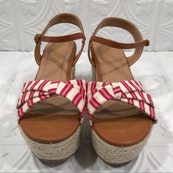 NWOT Bamboo Platform Wedge Espadrilles Sandals - Picture 4 of 11